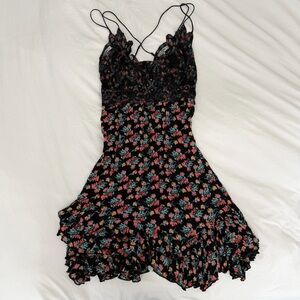 free people one lace asymmetrical floral fairy core dress
